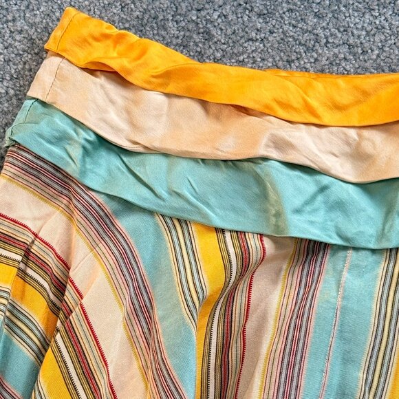 Odille Anthropologie Circle Swing Skirt Stripes Layered Cotton Silk US 2 - C2807 - Picture 8 of 14